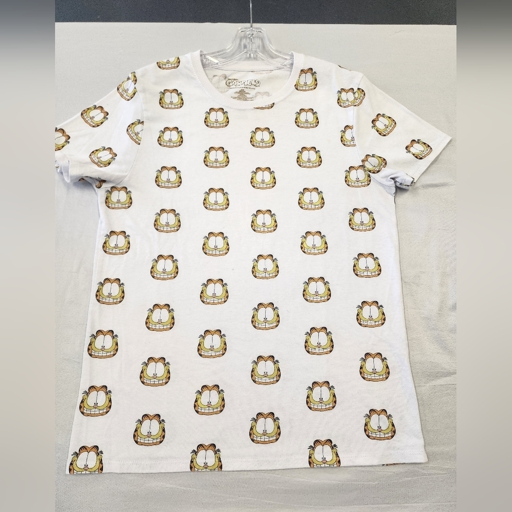Garfield Men's White T-Shirt with Cartoon Printed Head Graphic Design, sz MD - Picture 8 of 13